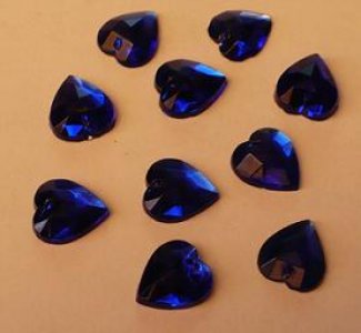 štrasové kamínky modrá srdíčka 10ks