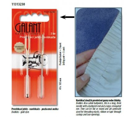 Provlékací jehly - navlékače - pozlacená ouška