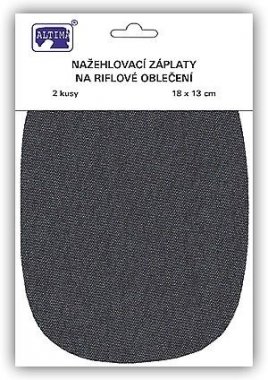 záplata nažehlovací riflová 18x13cm oválné 2ks tmavě modrá