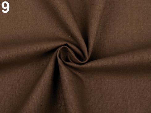 látka jednobarevná tmavě hnědá šíře 142cm/100%bavlna, 140g/m2