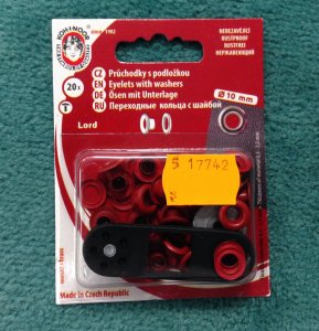 průchodka s narážečem 5,5x5X10mm/20ks lak barva červená