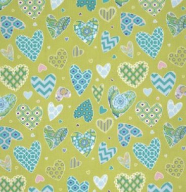 látka  100%bavlna haute girls-hearts-aqua                   110cm šíře/rowan