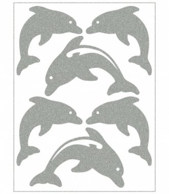 reflexní nažehlovačky 6ks delfíni na archu 12x9cm