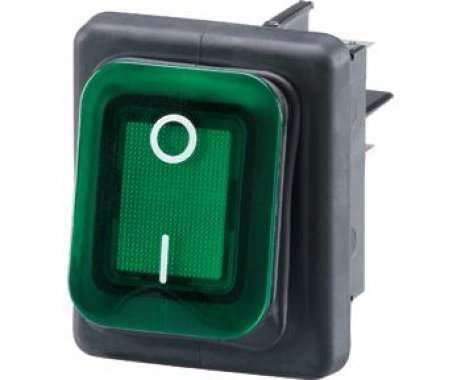 vypínač s dotnavkou zelený P-1x2A/vodotěsný - pro vyvíječe páry