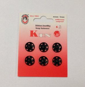 patentky našívací kin5 6ks/karta černé 13mm