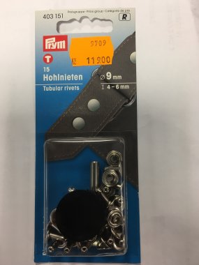 nýt sedlářský oboustranný hlava 9mm/výška materiálu 4-6mm Nikl Prym 403151